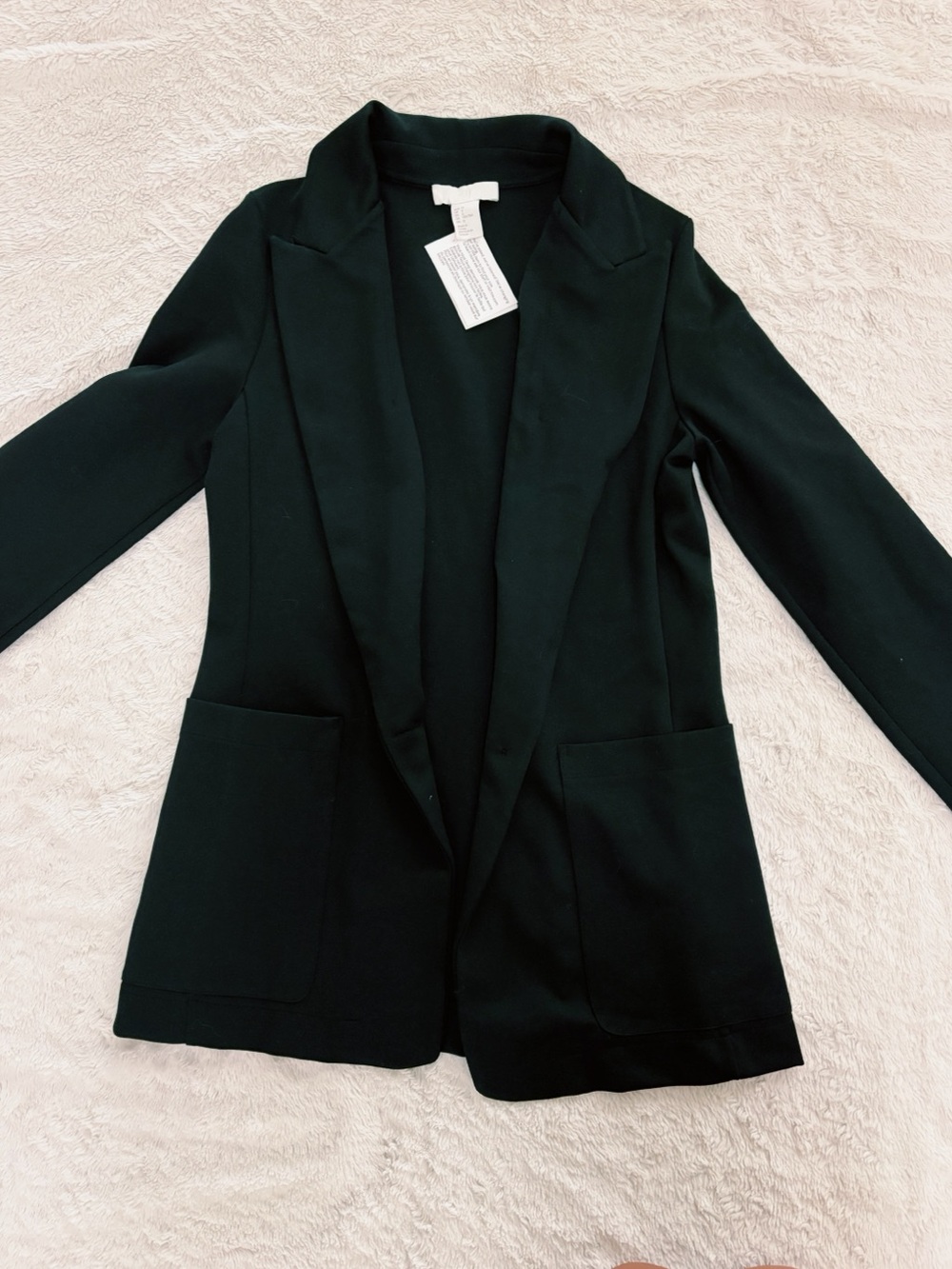 H&M Black Open-Front Longline Blazer
